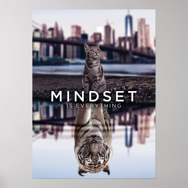 Poster L'état d'esprit est tout - Chat et Tigre réflexion (Devant)