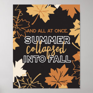 Poster L'été s'effondre en automne Citations d'automne Bl