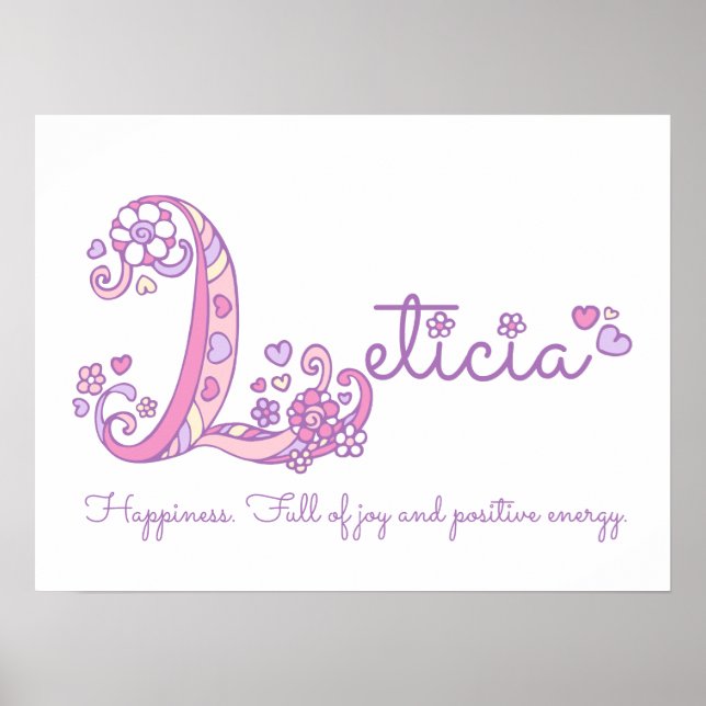 Poster Leticia initiale L doodle coeur art signification  (Devant)