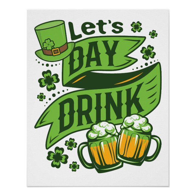 Poster Let's Day Drink St Patricks Day Drinking (Devant)