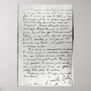 Poster Letter from Zola to Edouard Manet  1868