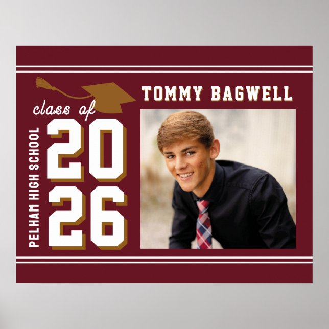 Poster LETTERMAN GRAD school colors MAROON  (Devant)