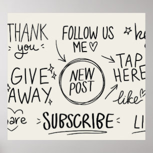 Poster Lettrage à la main : Jeu de Doodles Vintage.