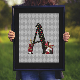 Poster Lettre A de la Reine des Coeurs et Alice de Wonder