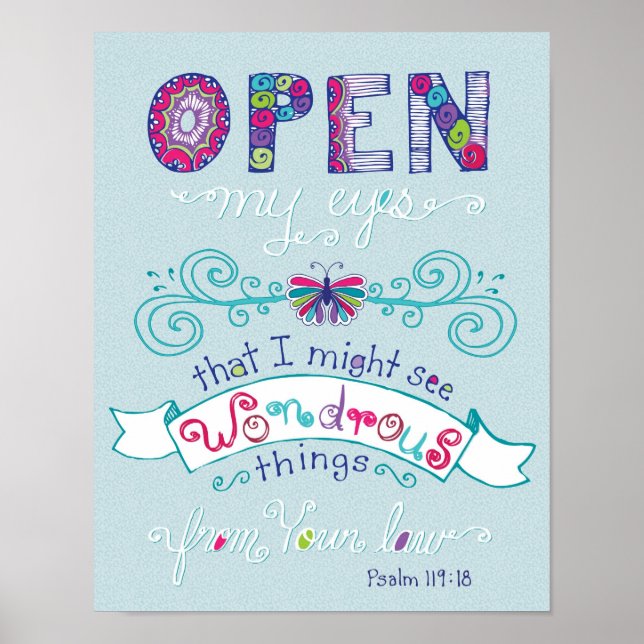 Poster Lettré à la main Bible Verse Écriture Art Psaumes  (Devant)