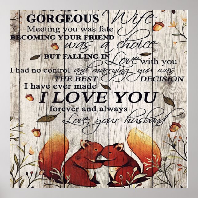 Poster Lettre à ma femme | Cadeau mignon pour votre femme (Devant)