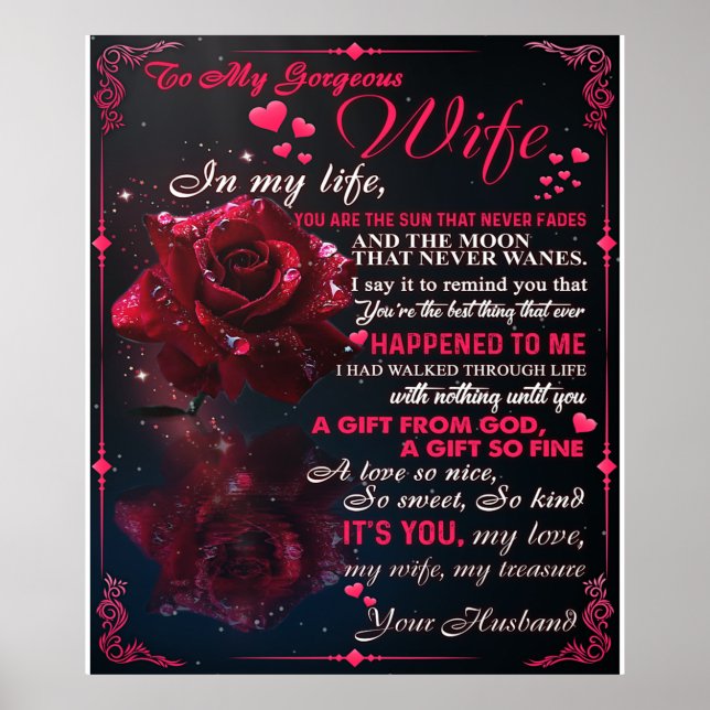 Poster Lettre À Mon Cadeau Femme, Couple Love Cadeau Mari (Devant)