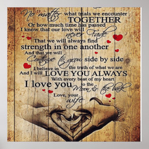 Poster Lettre à mon mari   Lovely To My Husband Cadeau