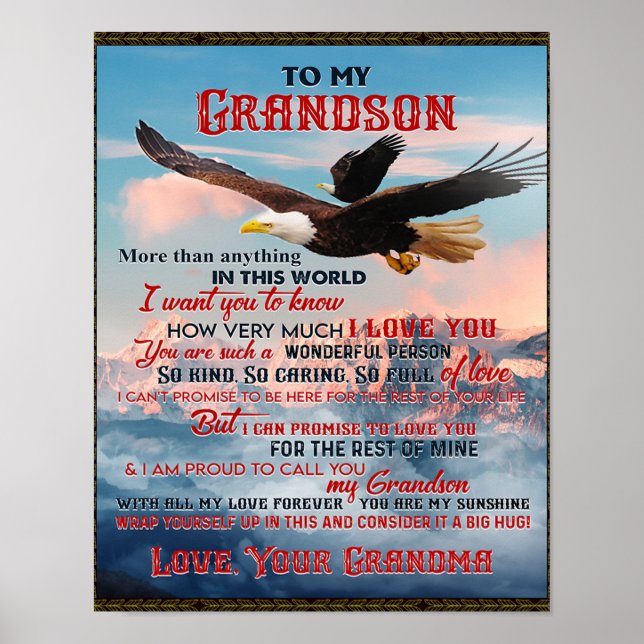 Poster Lettre À Mon Petit-Fils Cadeau, L'Idée Cadeau Bébé (Devant)