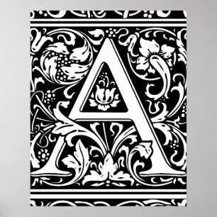 Poster Lettre A Monogramme Médiéval Art Nouveau