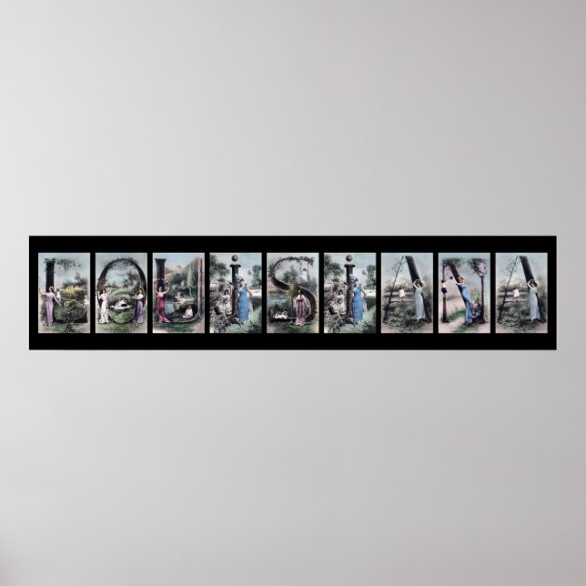 Poster LETTRE alphabet LOUISIANA Nom Art (Devant)