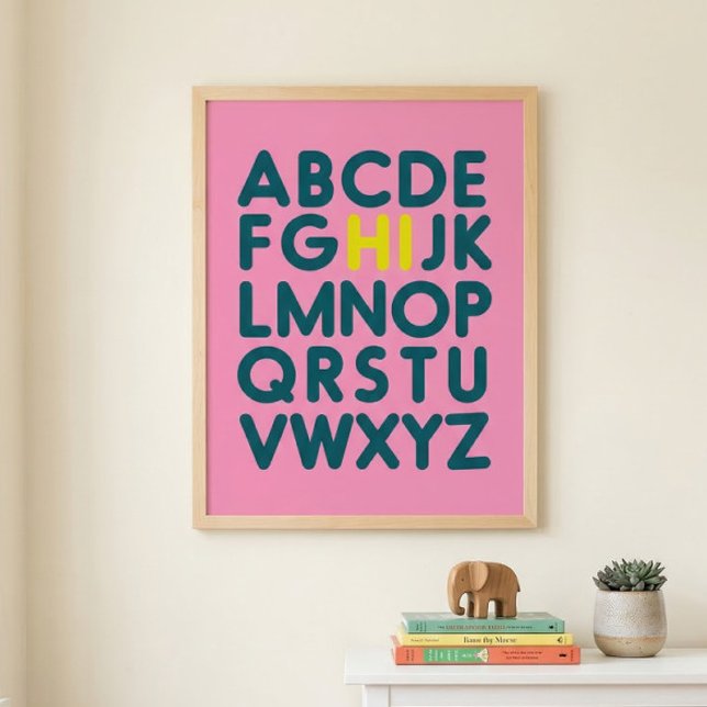 Poster Lettre alphabet simple en rose (Créateur téléchargé)