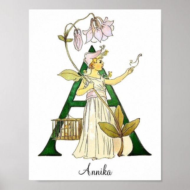 Poster Lettre Alphabet Vintage A personnalisée (Devant)