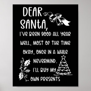 Poster Lettre amusante à Père Noël Noël cadeaux de No