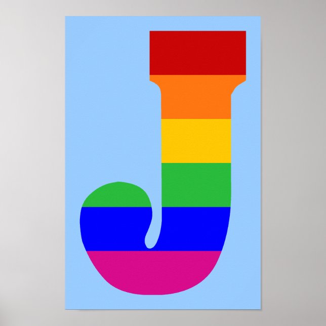 Poster LETTRE arc-en-ciel J (Devant)