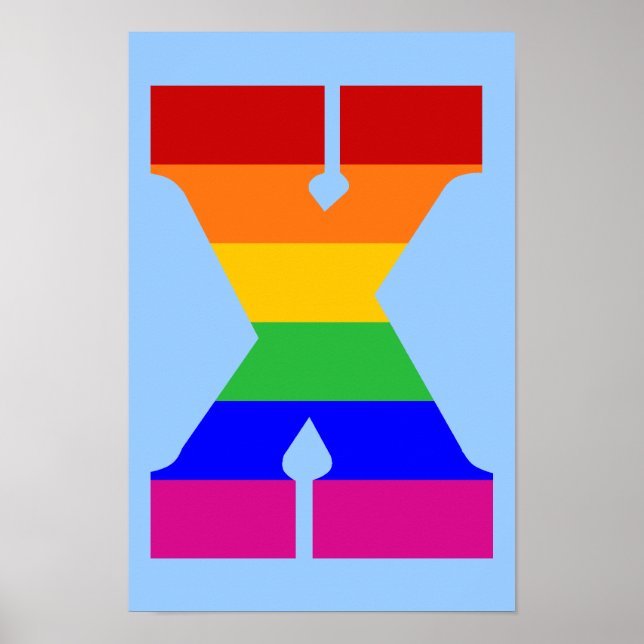 Poster Lettre arc-en-ciel X (Devant)