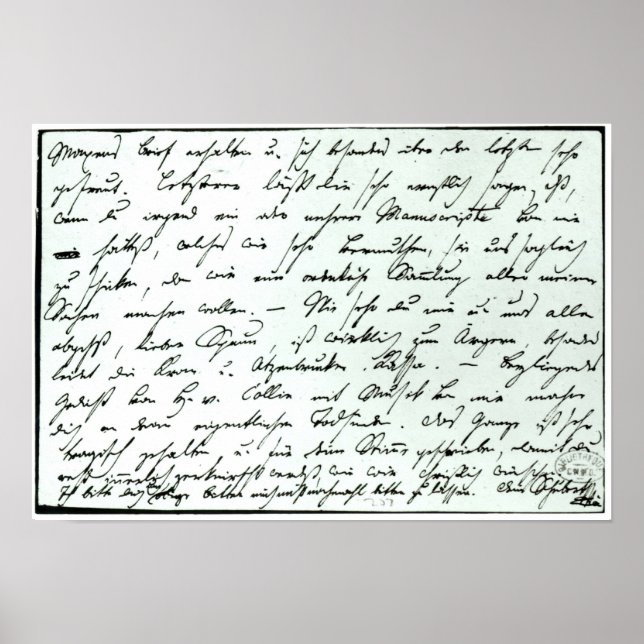 Poster Lettre autographe de Franz Schubert (Devant)