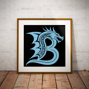 Poster Lettre B de style Dragon, Alphabet Dragon, Monogra