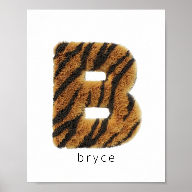 Poster Lettre B fourrure de tigre (Devant)