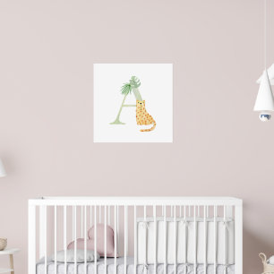 Poster LETTRE BÉBÉ POUR ENFANTS A Tigre Monogramme Nurser