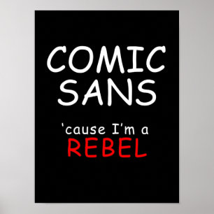 Poster LETTRE blanche COMIC SANS