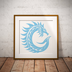 Poster Lettre C de style dragon, alphabet du dragon, mono