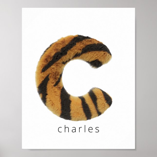 Poster Lettre C fourrure de tigre (Devant)