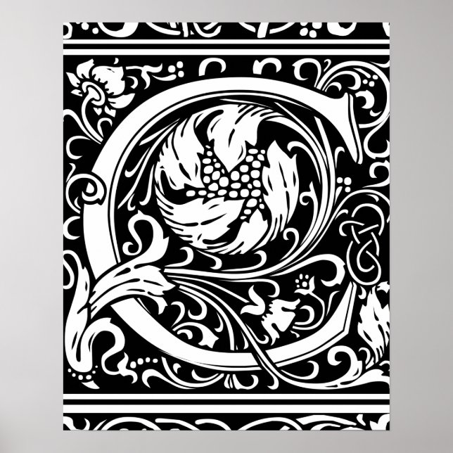 Poster Lettre C Monogramme médiéval Art Nouveau (Devant)