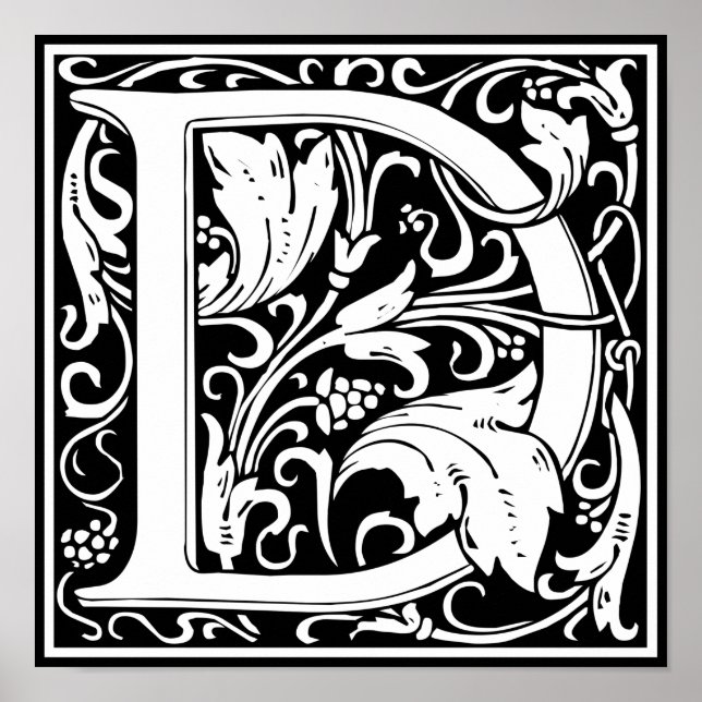 Poster Lettre D Monogramme médiéval Vintage (Devant)