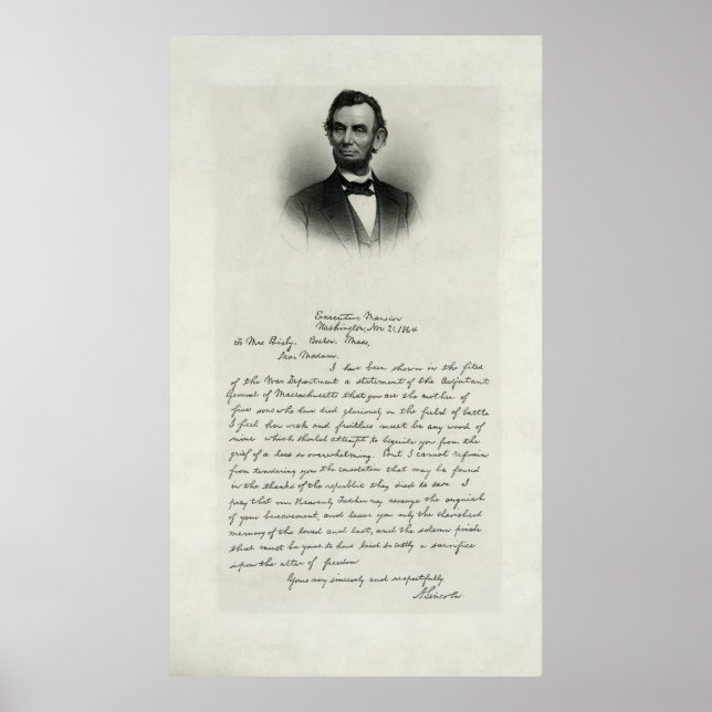 Poster LETTRE d'ABRAHAM LINCOLN à la MÈRE DE LA GUERRE CI (Devant)