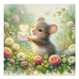 Poster Lettre d'amour de souris de campagne Prairie