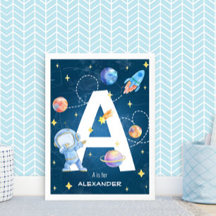 Poster Lettre d'aventure spatiale personnalisable 'A' Pos