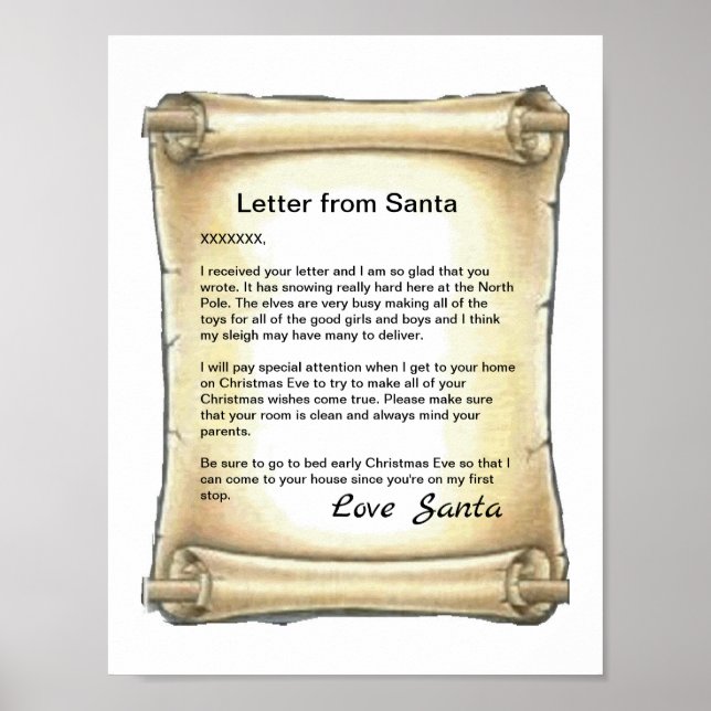 Poster Lettre de Père Noël (Devant)