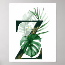 Lettre décorative Z avec feuilles tropicaux
