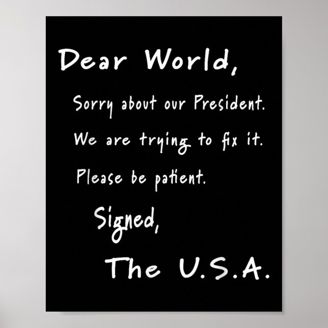 Poster Lettre D'Excuses Mondiales De L'Anti-Trump América (Devant)