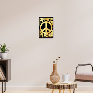 Poster Lettre dorée douce Paix S'il vous plaît