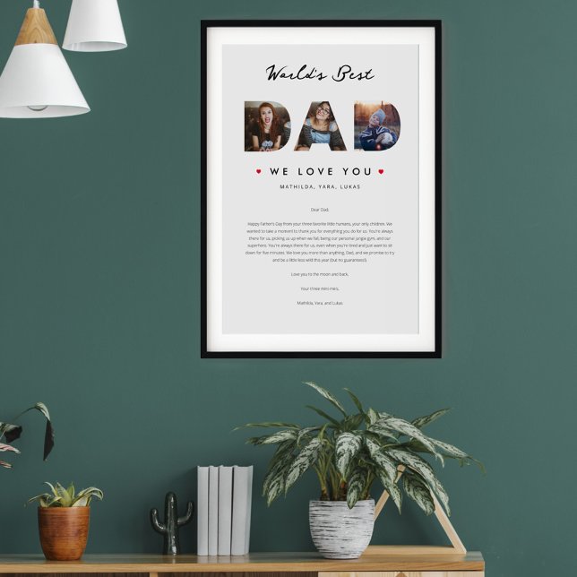 Poster Lettre drôle de la meilleure Fête des pères papa d (Créateur téléchargé)