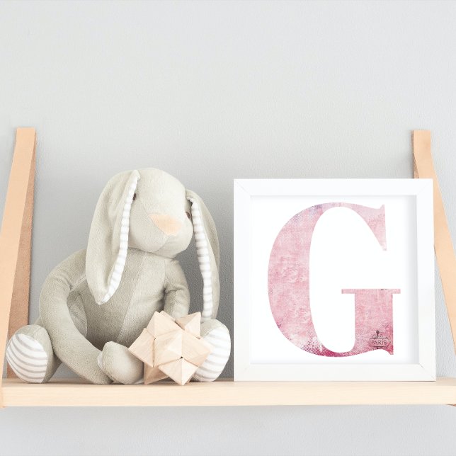 Poster Lettre du nom de la fille G Boho Pink Aquarelle Po (Créateur téléchargé)