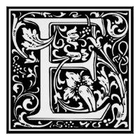 Lettre E Monogramme médiéval Art Nouveau
