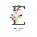 Lettre E Monogramme Peach Florals Peach Nursery