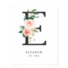 Lettre E Monogramme Peach Florals Peach Nursery