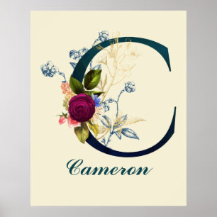 POSTER LETTRE FLEURIE FLAGRANTE 'C'