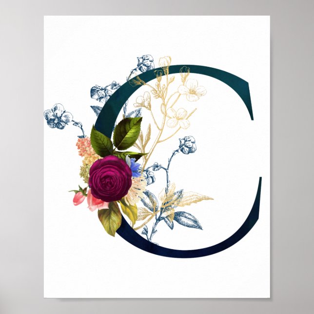 POSTER LETTRE FLEURIE FLAGRANTE 'C' (Devant)