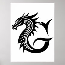Lettre G de style dragon, alphabet du dragon, mono