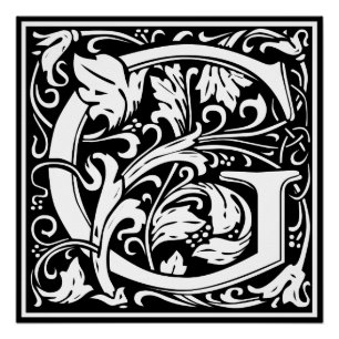 Poster Lettre G Monogramme médiéval Art Nouveau
