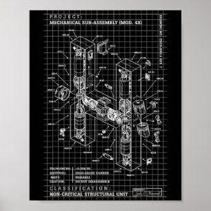 Poster Lettre initiale de monogramme d'ingénierie d'ingén