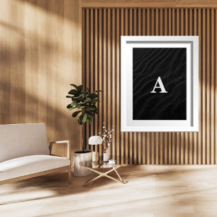 Poster Lettre initiale Monogramme Moderne Chic Sable Noir