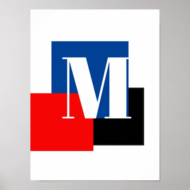Poster Lettre Initiale Monogramme Moderne Design (Devant)