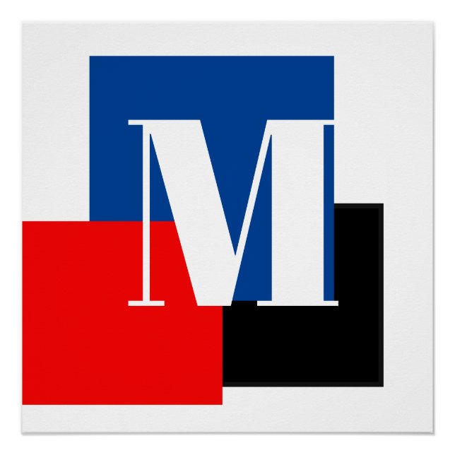 Poster Lettre Initiale Monogramme Moderne Design (Devant)
