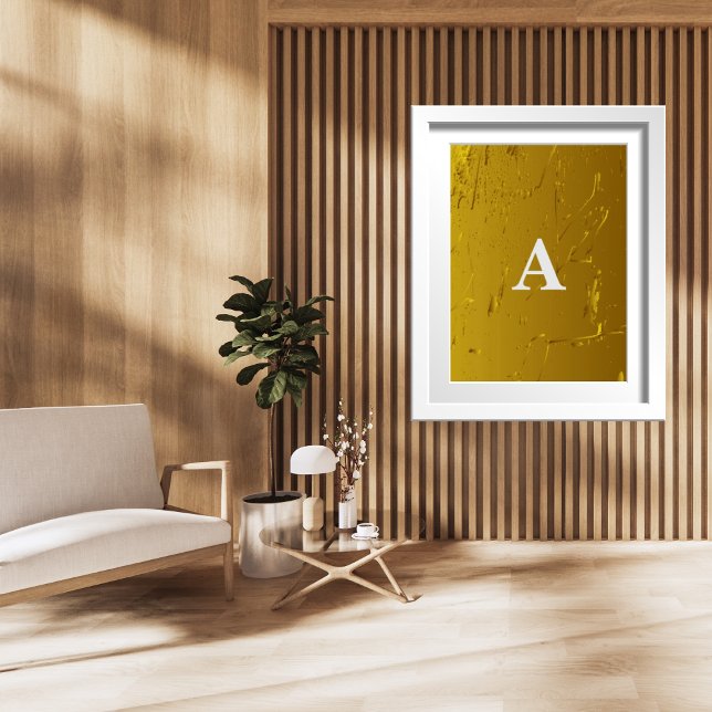 Poster LETTRE INITIALE MONogramme Moderne Design Gold Bar (Créateur téléchargé)